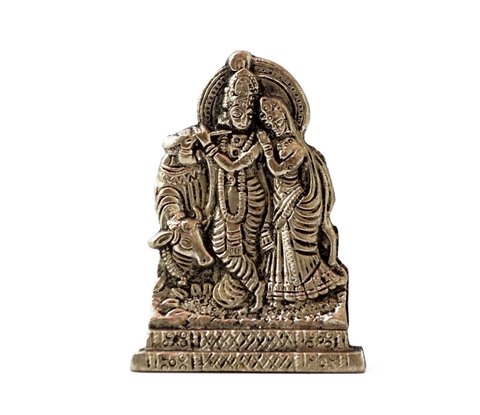 Статуя бронзовая Радха Кришна с Нанди 29163 фото