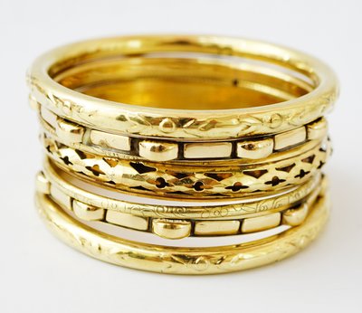 Комплект из 7 браслетов кольцо Дутые желтый метал 9080081 фото