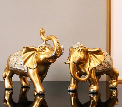 Пара слонов в золотом цвете 27649 фото