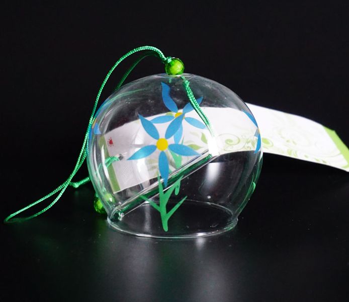 Японський скляний дзвіночок Фурін малий Квіти №1 25049 фото