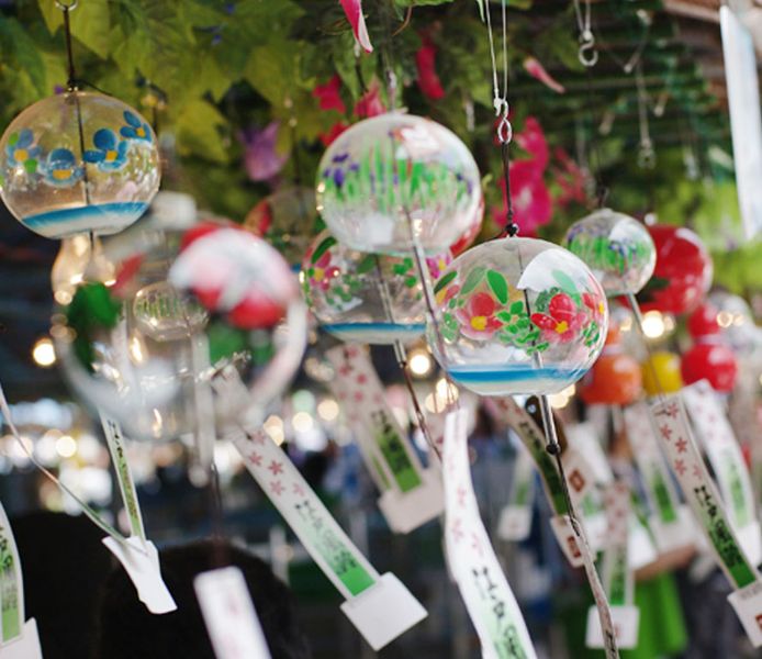 Японський скляний дзвіночок Фурін малий Квіти №2 25050 фото