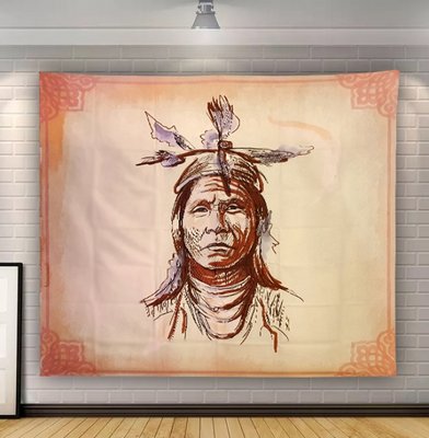 Гобелен настенный Портрет индейца Полиэстер 9040458 фото