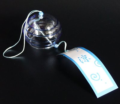 Японский стеклянный колокольчик Фурин малый Синяя спираль 25051 фото