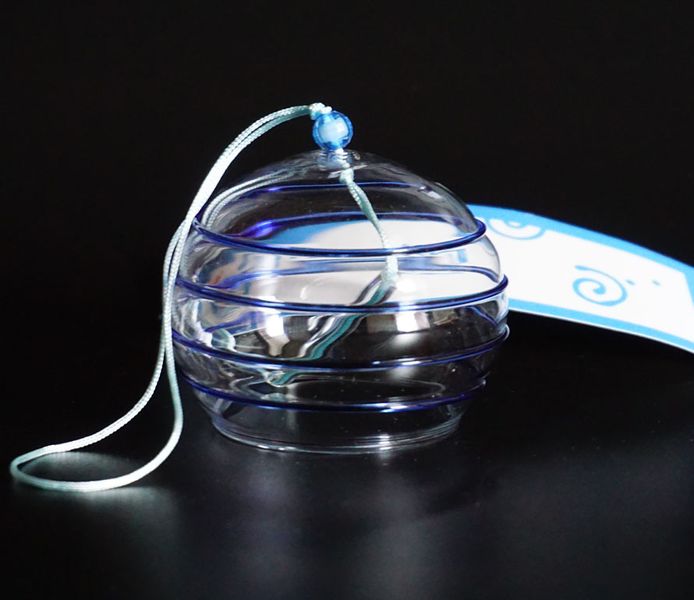 Японський скляний дзвіночок Фурін малий Синя спіраль 25051 фото