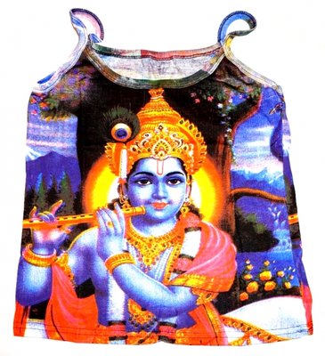 Жіноча футболка на лямках Крішна з флейтою синя 9040062 фото