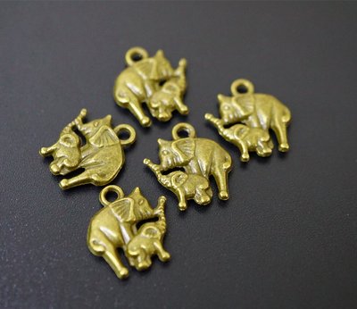 Амулет в кошелёк Пара слонов под бронзу 10 штук 24673 фото