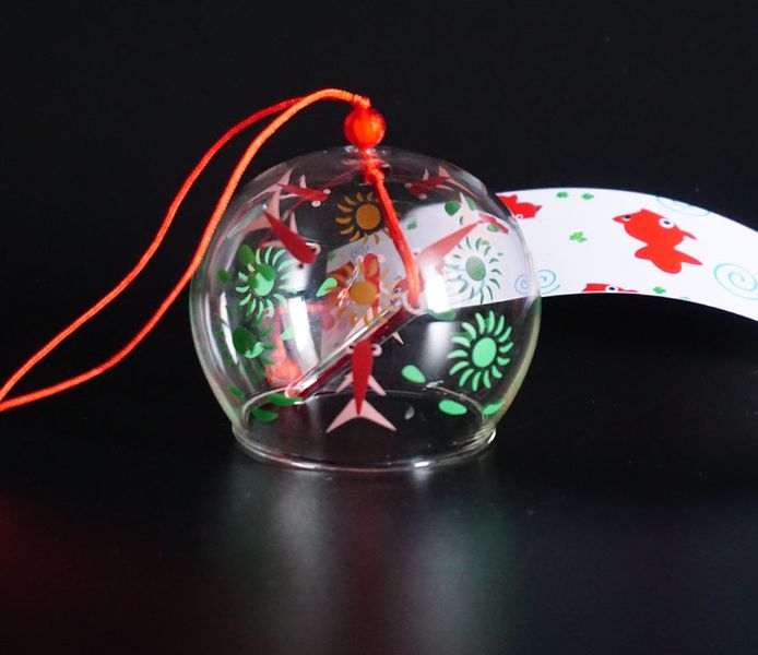 Японський скляний дзвіночок Фурін малий Червоні рибки 25035 фото