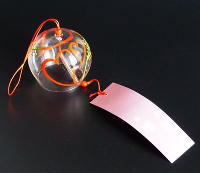 Японський скляний дзвіночок Фурін Пара сердець 25004 фото