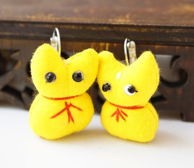 Сережки ганчіркові Кішка жовта 9080444 фото