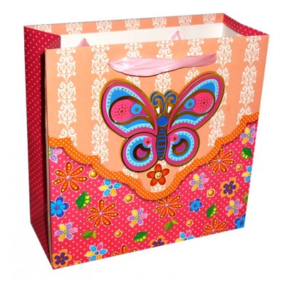 Пакет подарунковий Метелик Персиковий + Червоний 9040294 фото