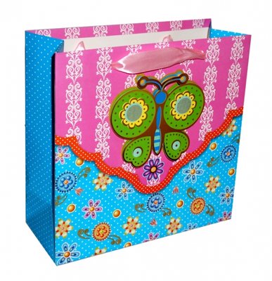 Пакет подарочный Бабочка Голубой + Розовый 9040294 фото