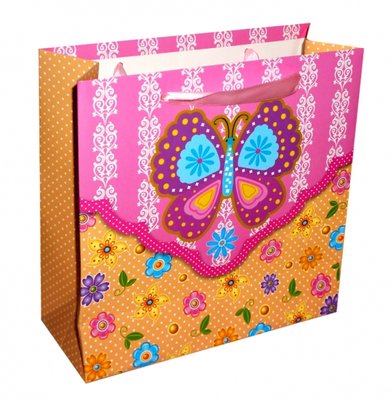 Пакет подарочный Бабочка Розовый + Желтый 9040294 фото