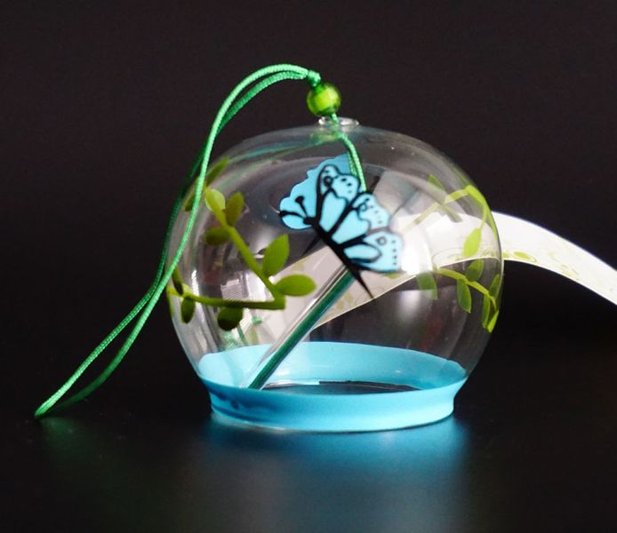 Японський скляний дзвіночок Фурін Два метелика 25009 фото