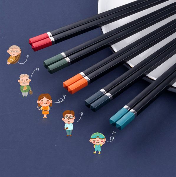 Палочки для еды KangJu набор 5 пар Цветная ручка Пластик 9220185 фото