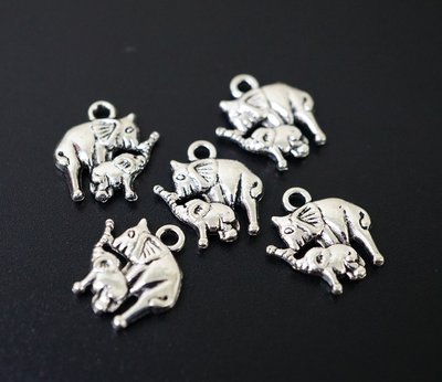 Амулет в кошелёк Пара слонов под серебро 10 штук 24674 фото