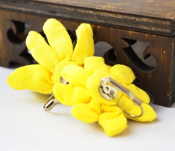 Сережки ганчіркові Квітка жовта 9080444 фото