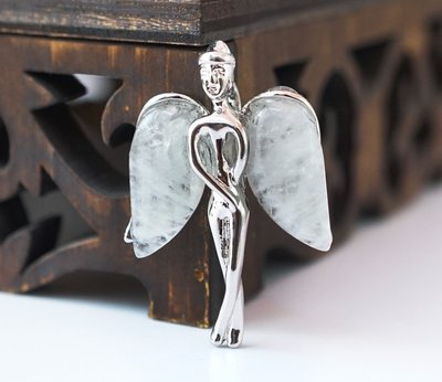 Кулон Ангел з кам'яними крилами вставка Гірський кришталь 9080001 фото