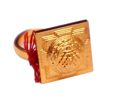 Кольцо Шри Янтра желтый метал безразмерное 9080655 фото