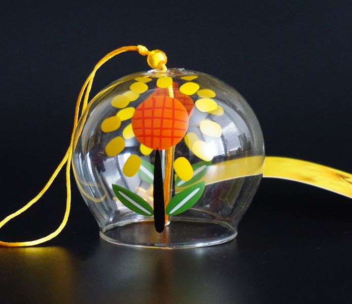 Японський скляний дзвіночок Фурін Соняшники 25015 фото