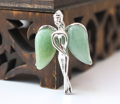 Кулон Ангел з кам'яними крилами вставка Зелений авантюрин 9080015 фото