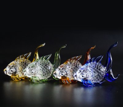 Набор четыре рыбки цветное стекло 9190102 фото