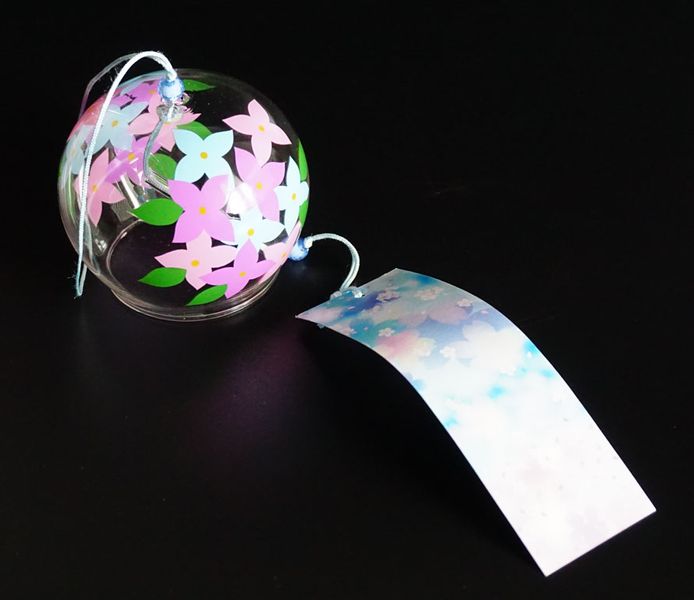 Японский стеклянный колокольчик Фурин Цветы №1 25020 фото
