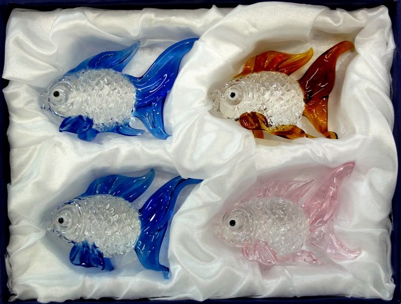 Набір чотири рибки кольорове скло 9190102 фото