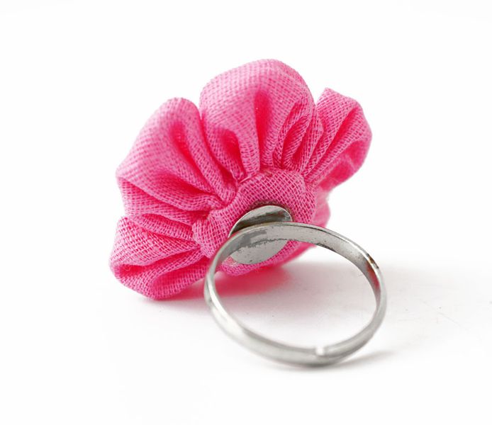 Кольцо тряпичное безразмерное Цветок Розовое 9080443 фото