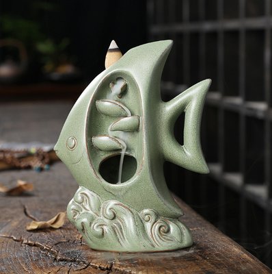 Подставка Жидкий дым керамика Рыбка Салатовая 9150337 фото