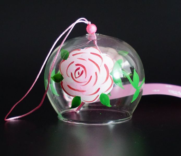 Японський скляний дзвіночок Фурін Квіти №4 25023 фото