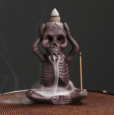 Подставка Жидкий дым керамика Скелет Ничего не слышу 9150452 фото