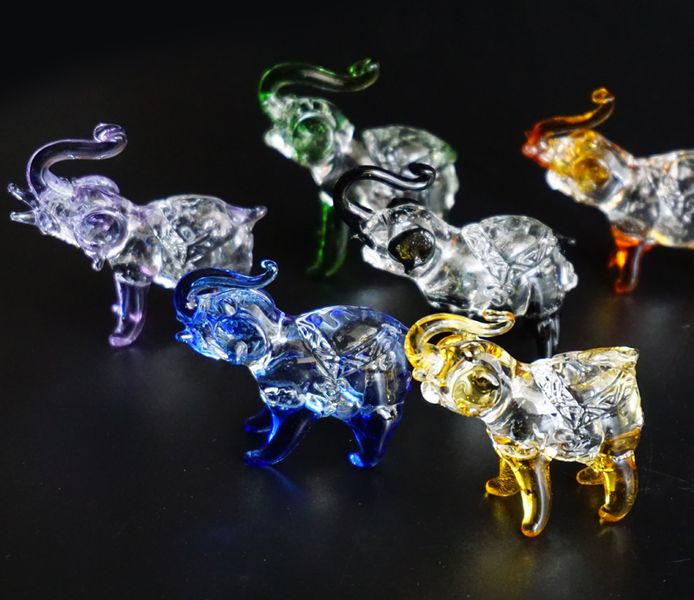 Набір шість слоників кольорове скло 9190113 фото