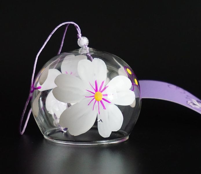 Японський скляний дзвіночок Фурін Квіти №7 25026 фото