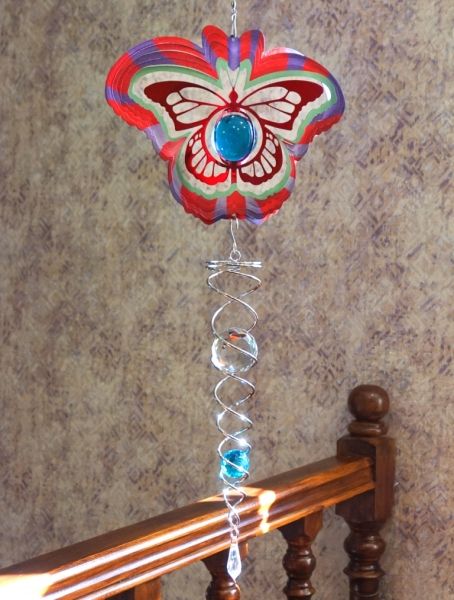 3D Мобиль Бабочка + стеклянный шар цветной металл 9250105 фото
