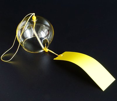Японский стеклянный колокольчик Фурин Желтый 25029 фото