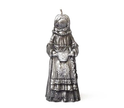 Свічка ритуальна Берегиня чорна зі сріблом 24004 фото