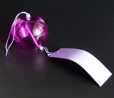 Японский стеклянный колокольчик Фурин Фиолетовый 25031 фото