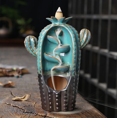 Подставка Жидкий дым керамика Кактус Синий 9150453 фото
