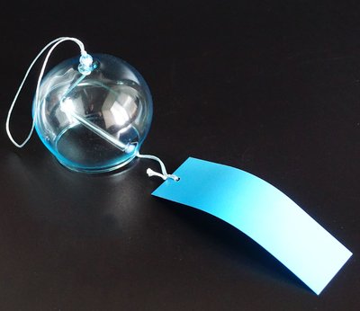 Японський скляний дзвіночок Фурін Блакитний 25032 фото