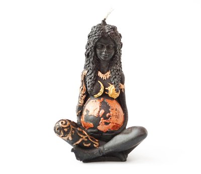 Свічка Богиня Землі Гайя Чорна із позолотою 24018 фото