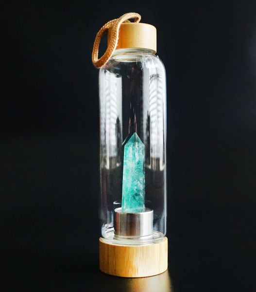Пляшка для води із кристалом 550мл. Зелений флюорит 24840 фото