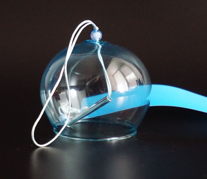 Японський скляний дзвіночок Фурін Блакитний 25032 фото