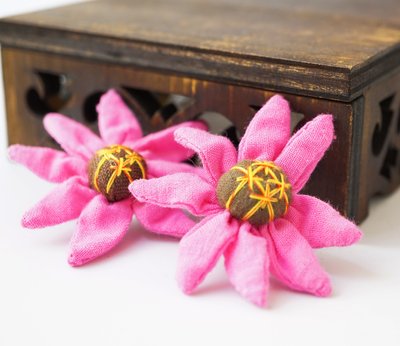 Сережки ганчір'яні Квітка світло-рожева 9080444 фото