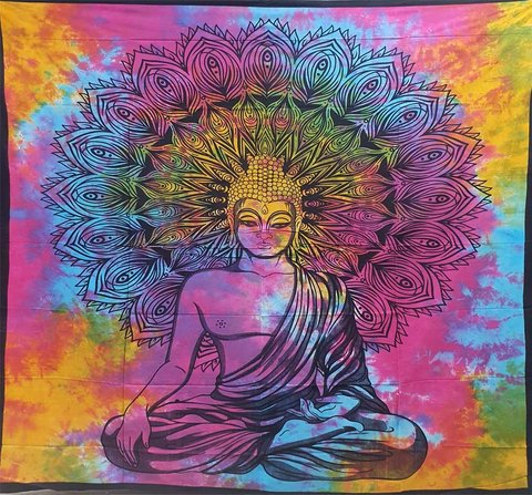 Покрывало двухспальное Будда цветное 29504 фото