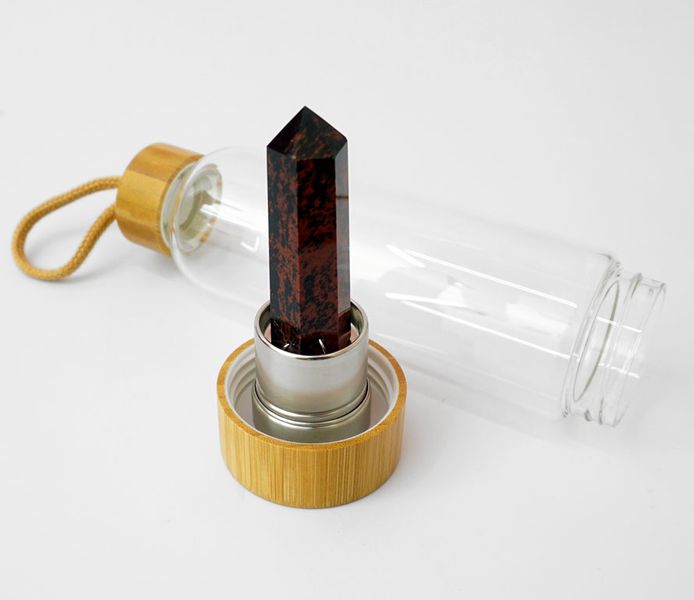 Бутылка для воды с кристаллом 550мл. Красный Обсидиан 24846 фото