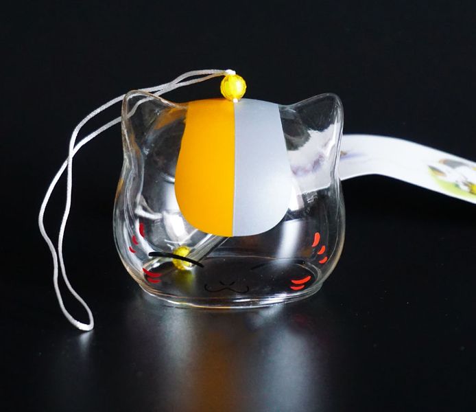 Японський скляний дзвіночок Фурін малий Манекі Неко №1 25039 фото