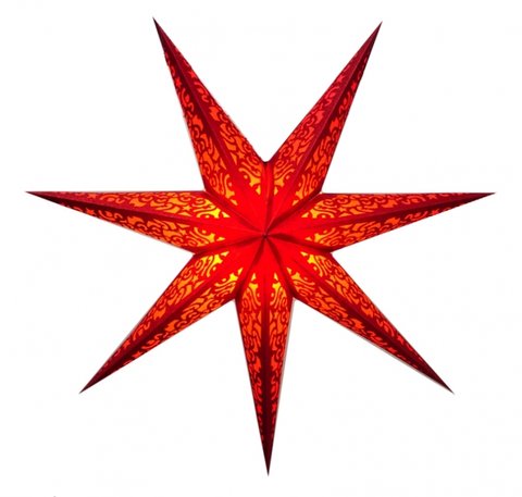 Светильник Звезда картонная 7 лучей LASER FULL GLITTER Красный 9050115 фото